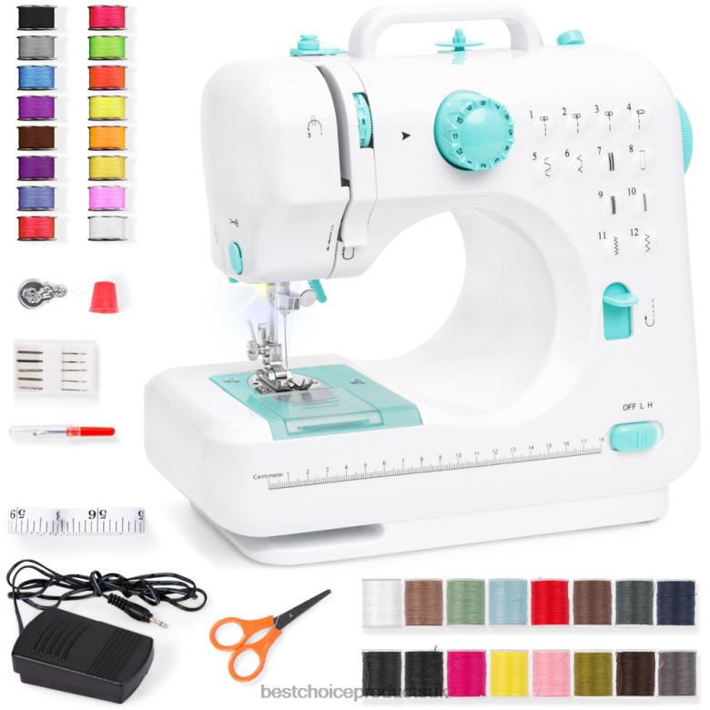 Accessory Best Choice Products6V Portable Foot Pedal Sewing Machine w/ 12 Stitch Patterns N62R1090 Teal