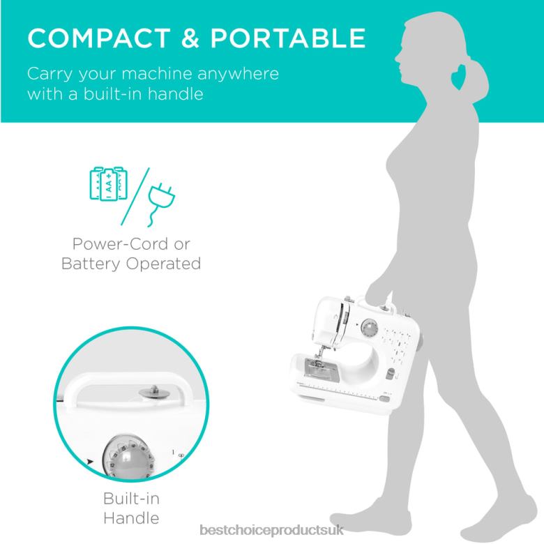 Accessory Best Choice Products6V Portable Foot Pedal Sewing Machine w/ 12 Stitch Patterns N62R1091 Gray