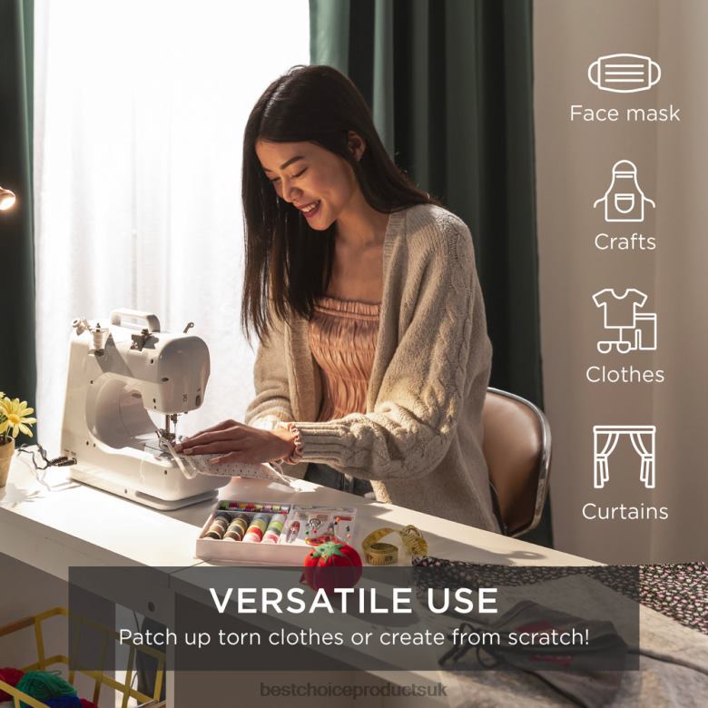 Accessory Best Choice Products6V Portable Foot Pedal Sewing Machine w/ 12 Stitch Patterns N62R1091 Gray