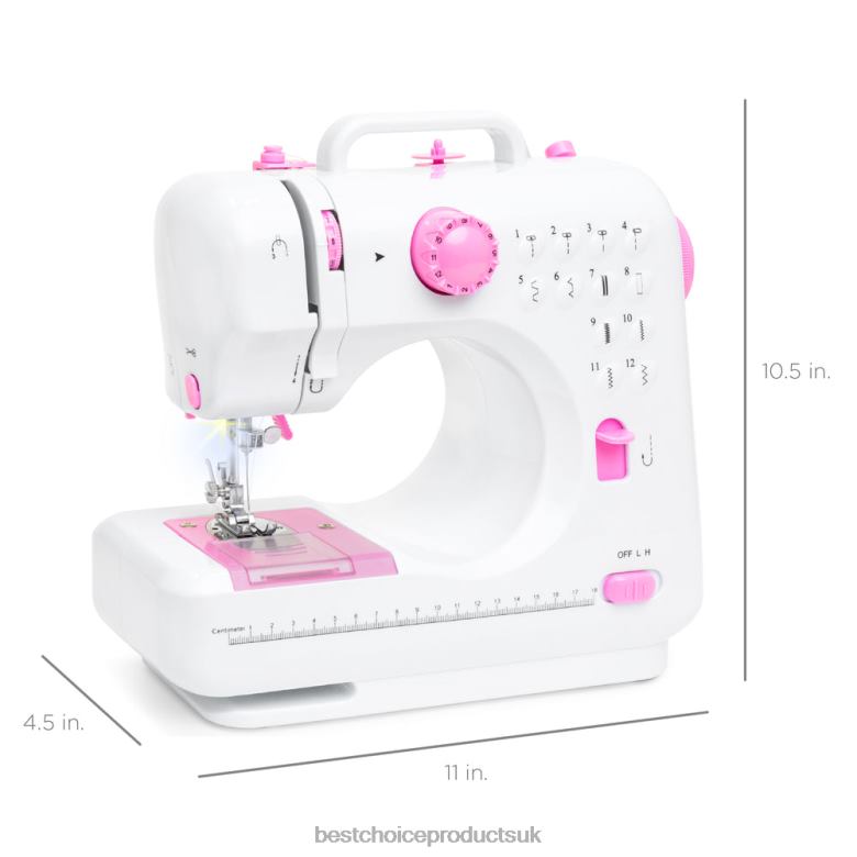 Accessory Best Choice Products6V Portable Foot Pedal Sewing Machine w/ 12 Stitch Patterns N62R1092 Pink/White