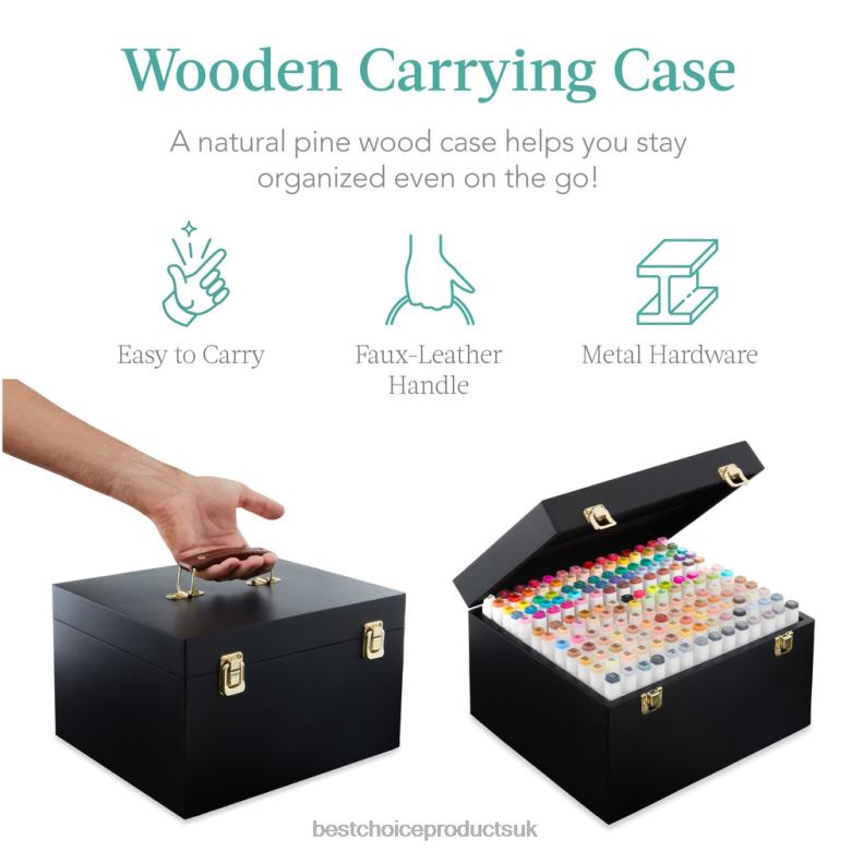 Accessory Best Choice ProductsAlcohol-Based Marker Pen Kit w/ Brush & Chisel Tip, Carrying Case N62R1047 Black