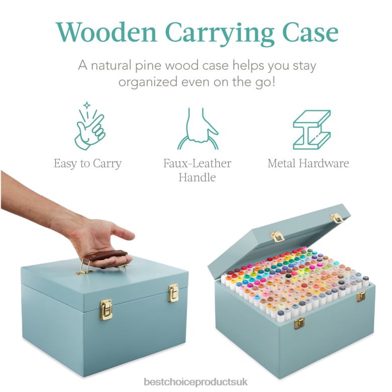 Accessory Best Choice ProductsAlcohol-Based Marker Pen Kit w/ Brush & Chisel Tip, Carrying Case N62R1048 Blue