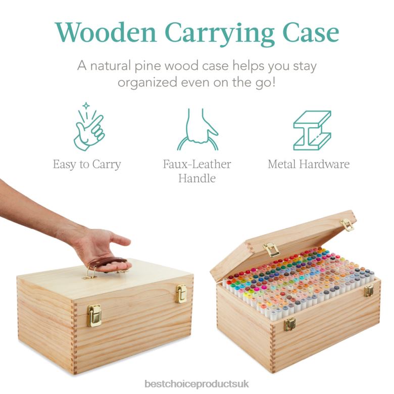 Accessory Best Choice ProductsAlcohol-Based Marker Pen Kit w/ Brush & Chisel Tip, Carrying Case N62R1063 Natural