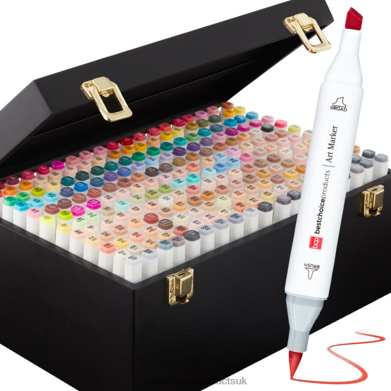 Accessory Best Choice ProductsAlcohol-Based Marker Pen Kit w/ Brush & Chisel Tip, Carrying Case N62R1064 Black