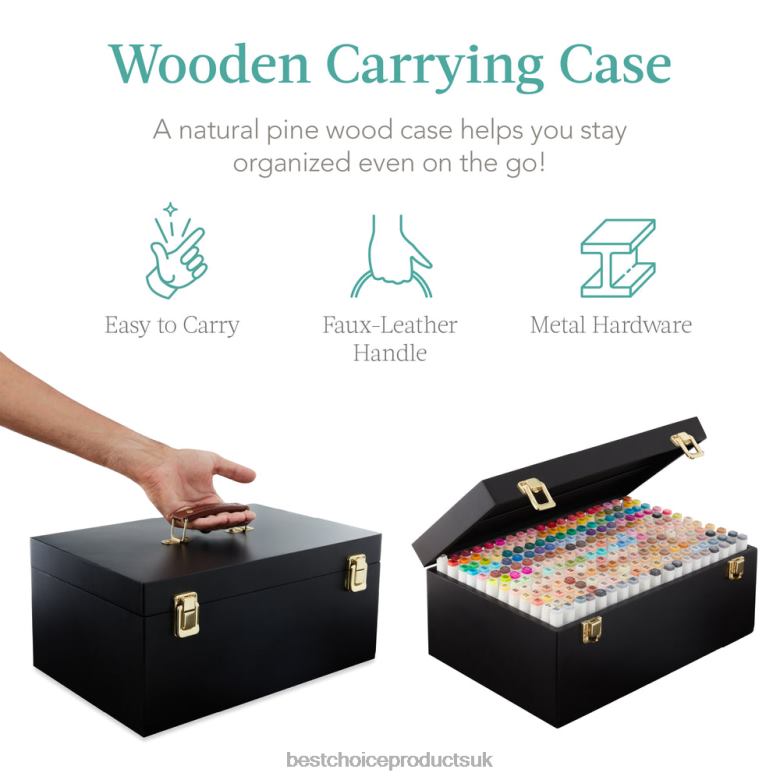 Accessory Best Choice ProductsAlcohol-Based Marker Pen Kit w/ Brush & Chisel Tip, Carrying Case N62R1064 Black