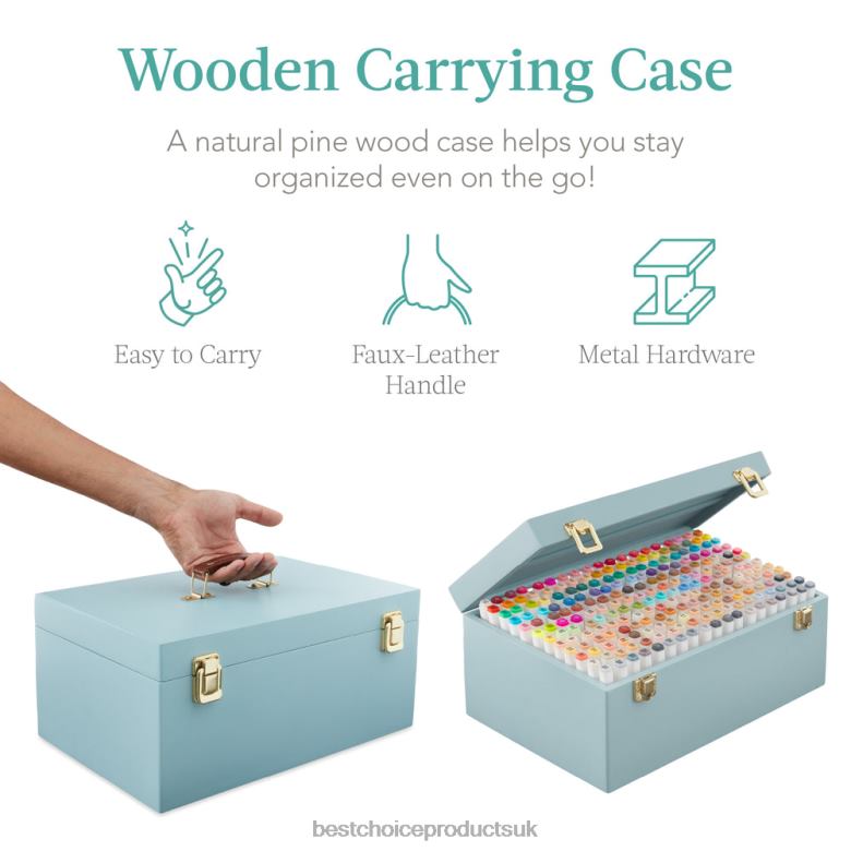 Accessory Best Choice ProductsAlcohol-Based Marker Pen Kit w/ Brush & Chisel Tip, Carrying Case N62R1065 Blue