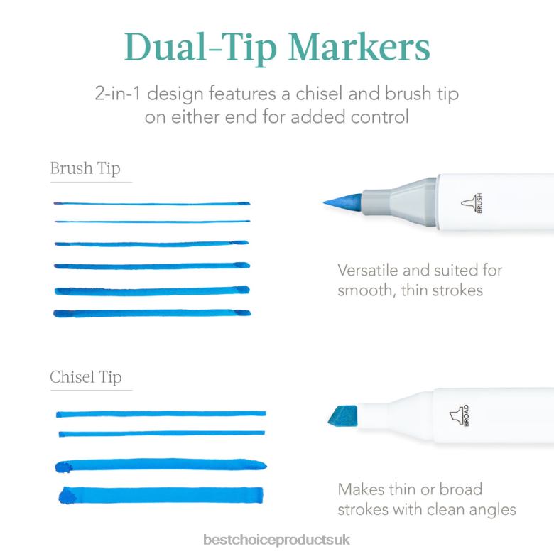 Accessory Best Choice ProductsAlcohol-Based Marker Pen Kit w/ Brush & Chisel Tip, Carrying Case N62R1065 Blue