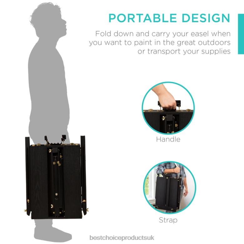 Accessory Best Choice ProductsPortable Wooden French Easel w/ 32pc Beginners Kit N62R1032 Black