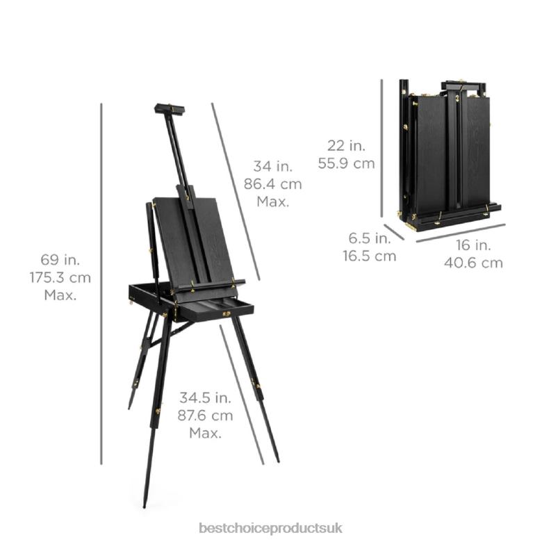 Accessory Best Choice ProductsPortable Wooden French Easel w/ 32pc Beginners Kit N62R1032 Black