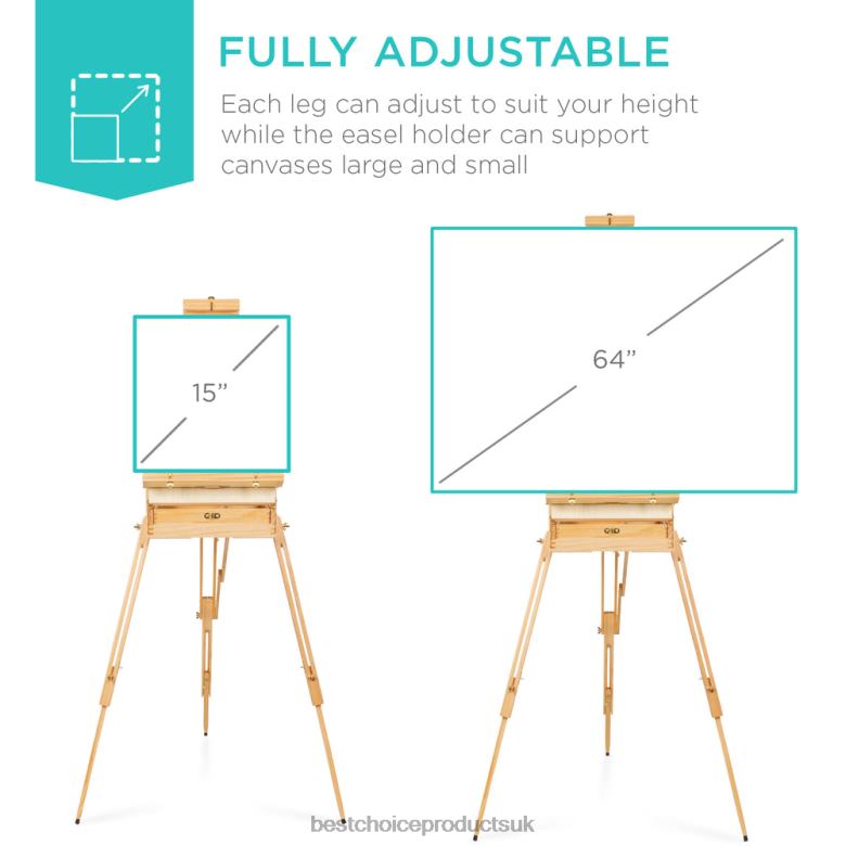 Accessory Best Choice ProductsPortable Wooden French Easel w/ 32pc Beginners Kit N62R1033 Natural