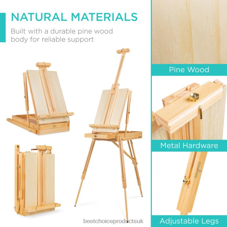 Accessory Best Choice ProductsPortable Wooden French Easel w/ 32pc Beginners Kit N62R1033 Natural