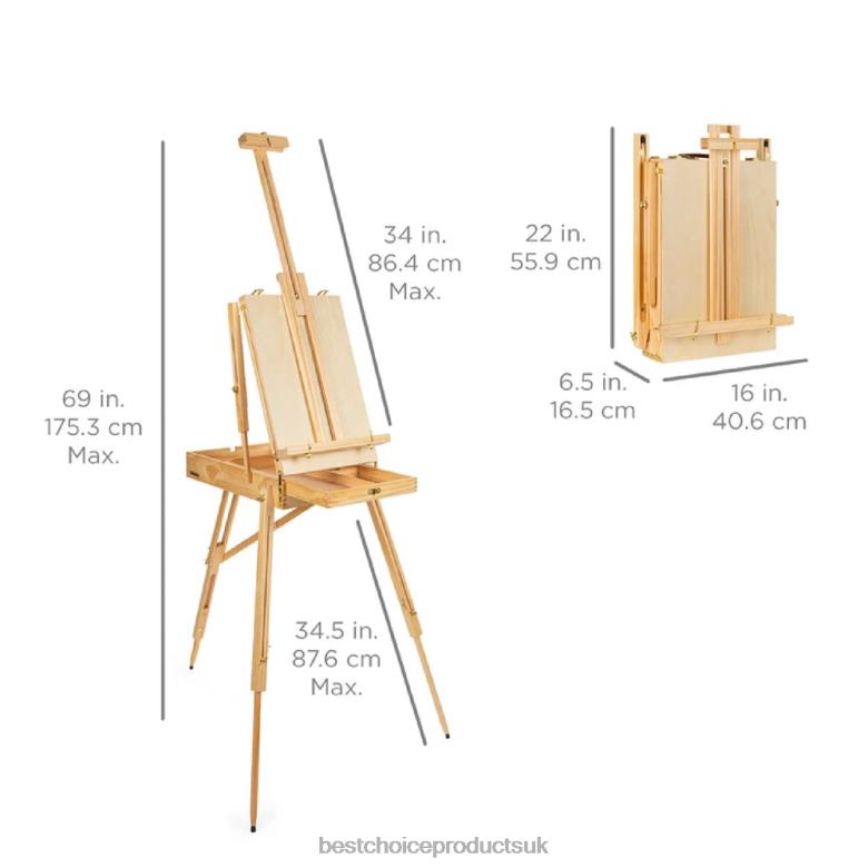 Accessory Best Choice ProductsPortable Wooden French Easel w/ 32pc Beginners Kit N62R1033 Natural