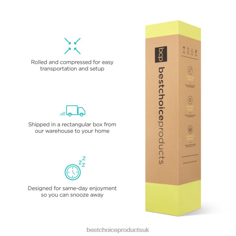 Accessory Best Choice Products12in Medium-Firm Green Tea & Bamboo Charcoal Gel Memory Foam Mattress N62R594 Beauty