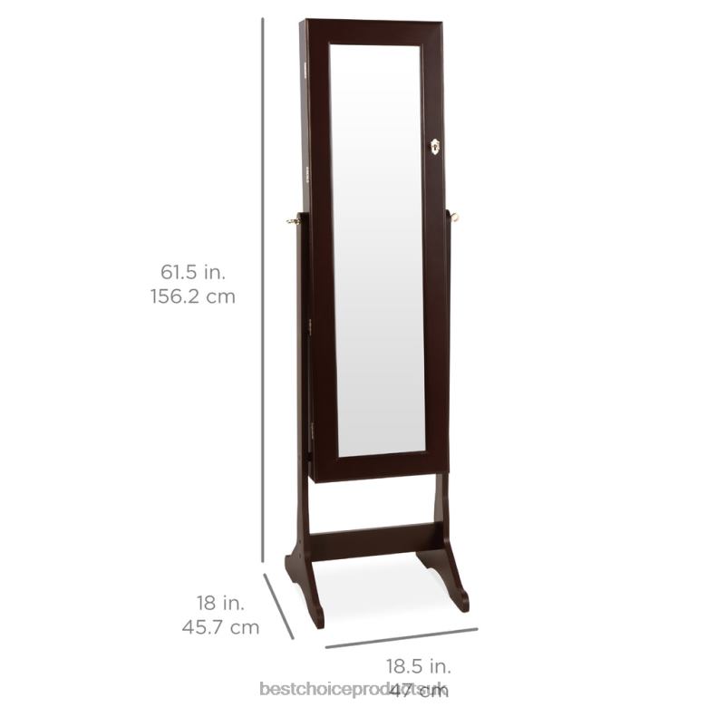 Accessory Best Choice Products6-Tier Standing Jewelry Mirror Armoire w/ LED Lights N62R711 Espresso