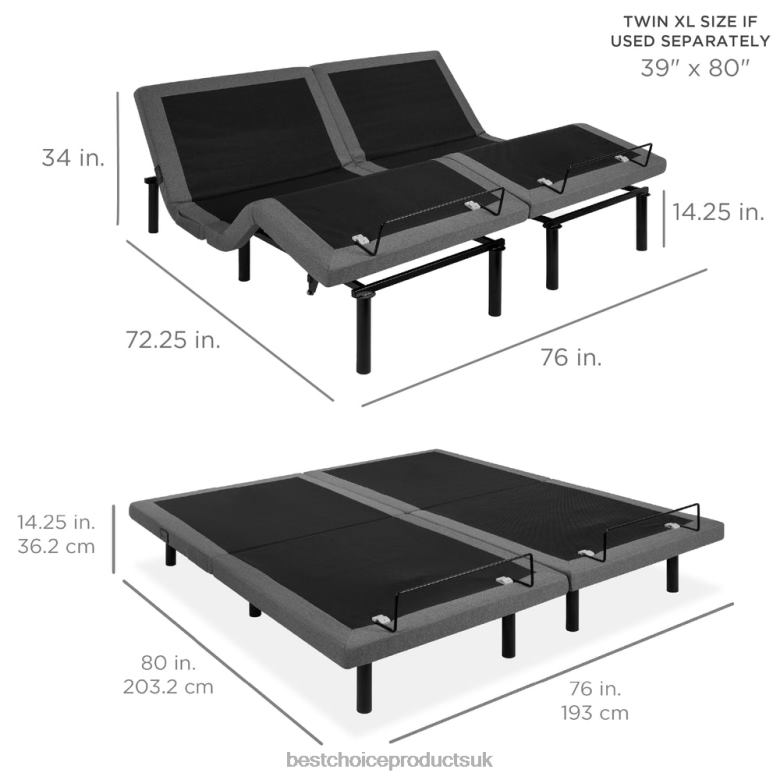 Accessory Best Choice ProductsAdjustable Bed Base with Massage, Remote, USB Ports N62R1187 Beauty