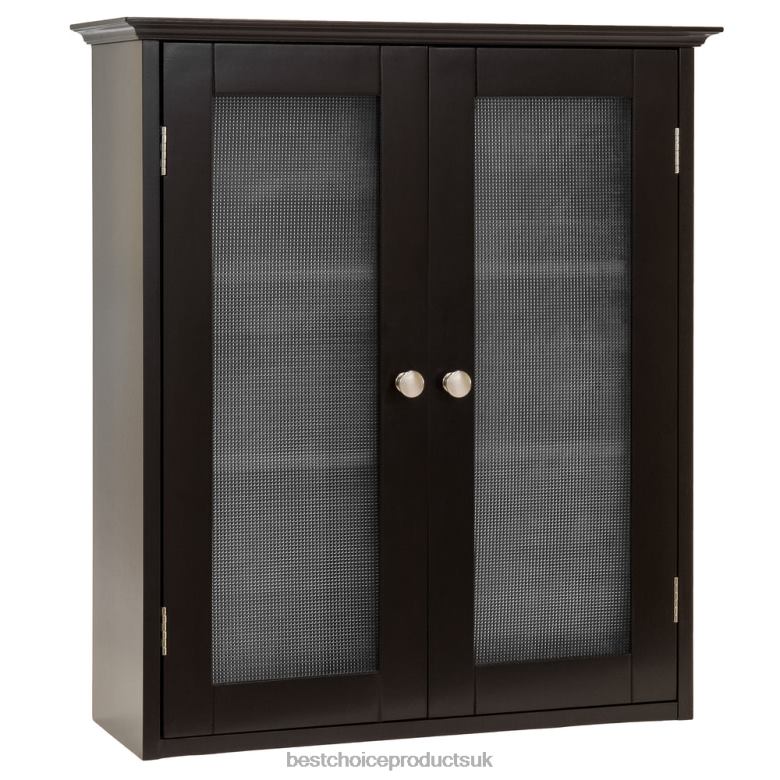 Accessory Best Choice ProductsBathroom Wall Storage Medicine Cabinet w/ Tempered Glass Double Doors N62R1282 Brown