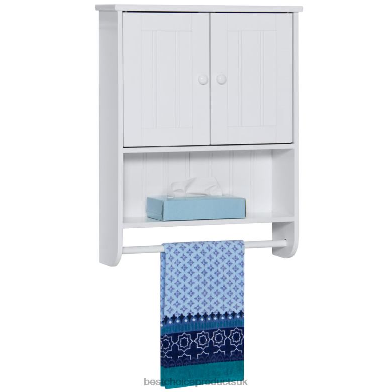 Accessory Best Choice ProductsBathroom Wall Storage Organization Cabinet w/ Double Doors, Towel Bar N62R1284 White