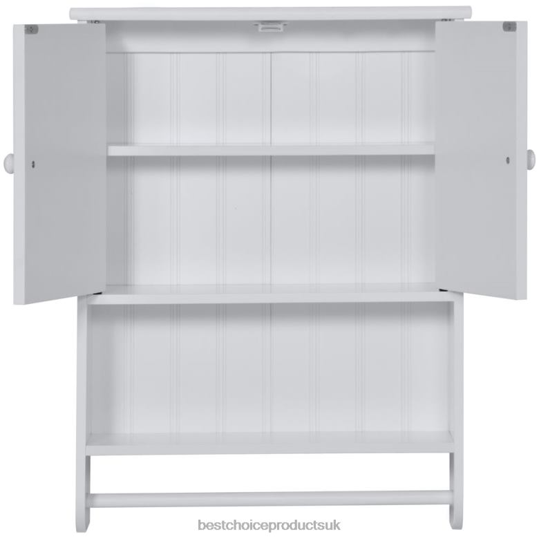 Accessory Best Choice ProductsBathroom Wall Storage Organization Cabinet w/ Double Doors, Towel Bar N62R1284 White