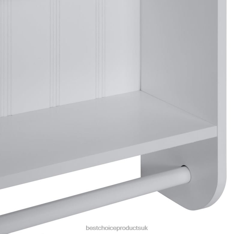 Accessory Best Choice ProductsBathroom Wall Storage Organization Cabinet w/ Double Doors, Towel Bar N62R1284 White