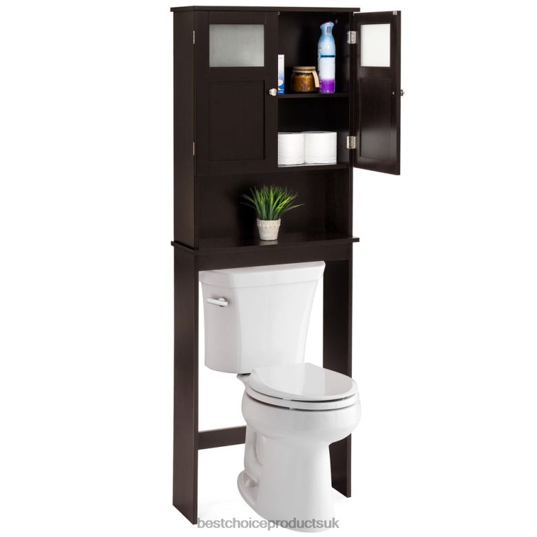 Accessory Best Choice ProductsDouble Door Over-the-Toilet Bathroom Storage Cabinet N62R1279 Brown