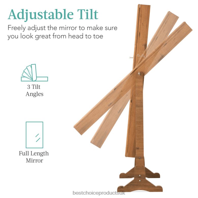 Accessory Best Choice ProductsFull Length Freestanding Jewelry Mirror Armoire w/ Velvet Interior N62R1197 Rustic Brown