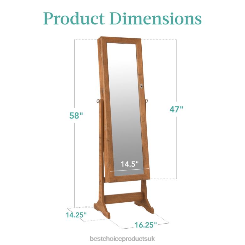 Accessory Best Choice ProductsFull Length Freestanding Jewelry Mirror Armoire w/ Velvet Interior N62R1197 Rustic Brown