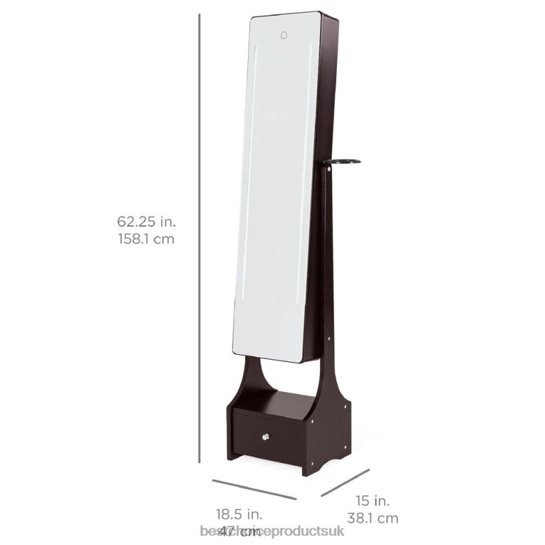 Accessory Best Choice ProductsStanding Full Length LED Mirror Jewelry Armoire w/Interior & Exterior Lights N62R1183 Brown