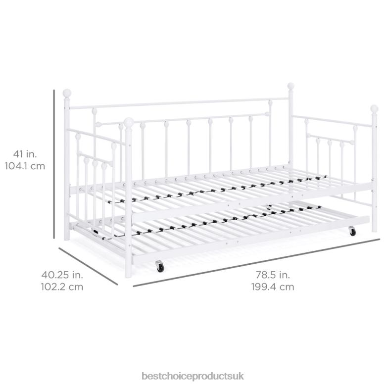 Accessory Best Choice ProductsTwin Sized Metal Lounge Daybed Frame w/ Trundle, Finials N62R1271 Bronze