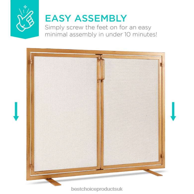 Accessory Best Choice Products2-Door Wrought Iron Fireplace Screen w/ Magnetic Doors N62R353 Gold