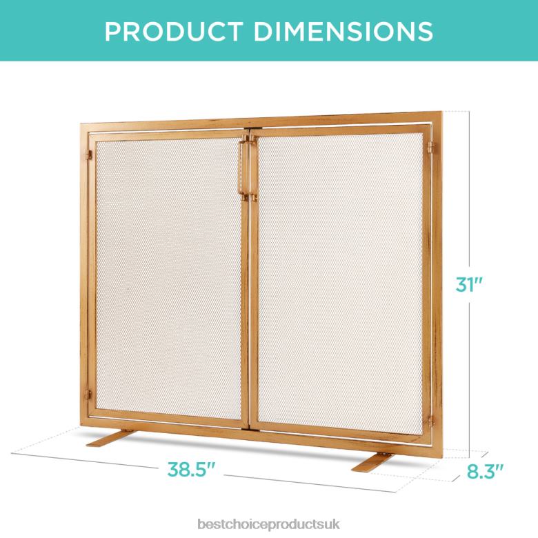 Accessory Best Choice Products2-Door Wrought Iron Fireplace Screen w/ Magnetic Doors N62R353 Gold