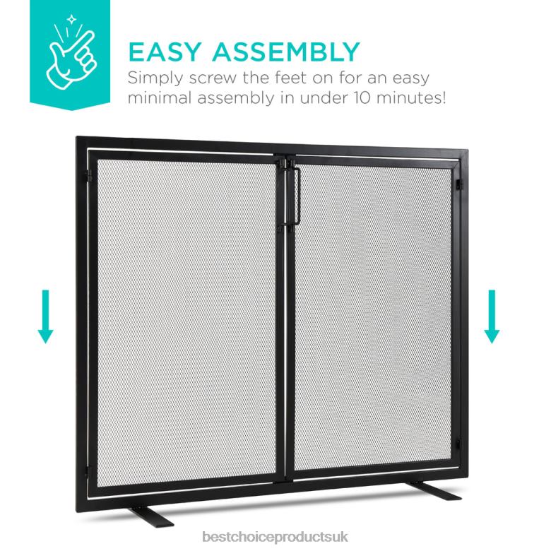 Accessory Best Choice Products2-Door Wrought Iron Fireplace Screen w/ Magnetic Doors N62R354 Black