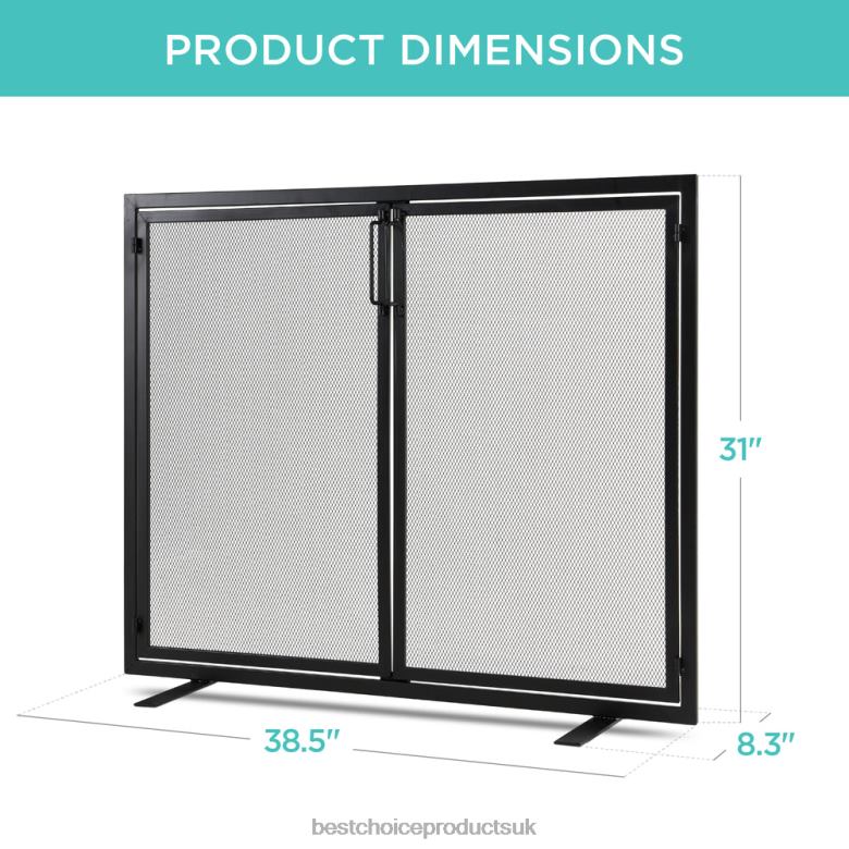Accessory Best Choice Products2-Door Wrought Iron Fireplace Screen w/ Magnetic Doors N62R354 Black
