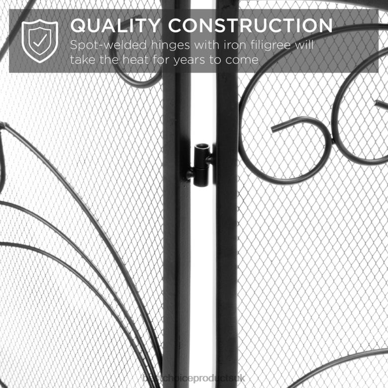 Accessory Best Choice Products3-Panel Wrought Iron Metal Fireplace Screen Cover w/ Scroll Design N62R1264 Black