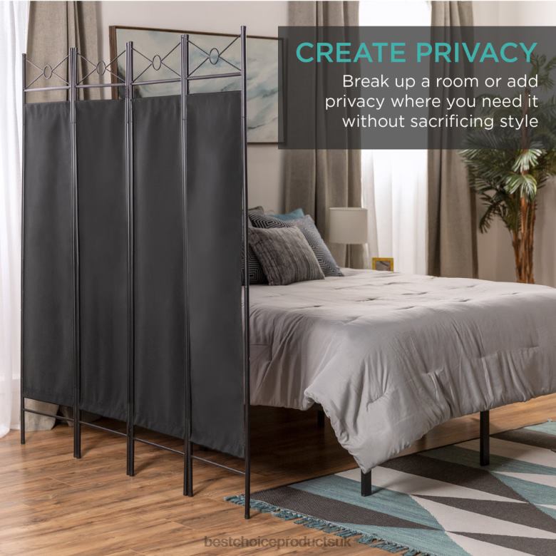 Accessory Best Choice Products4-Panel Folding Privacy Screen Room Divider Decoration Accent, 6ft N62R659 Black