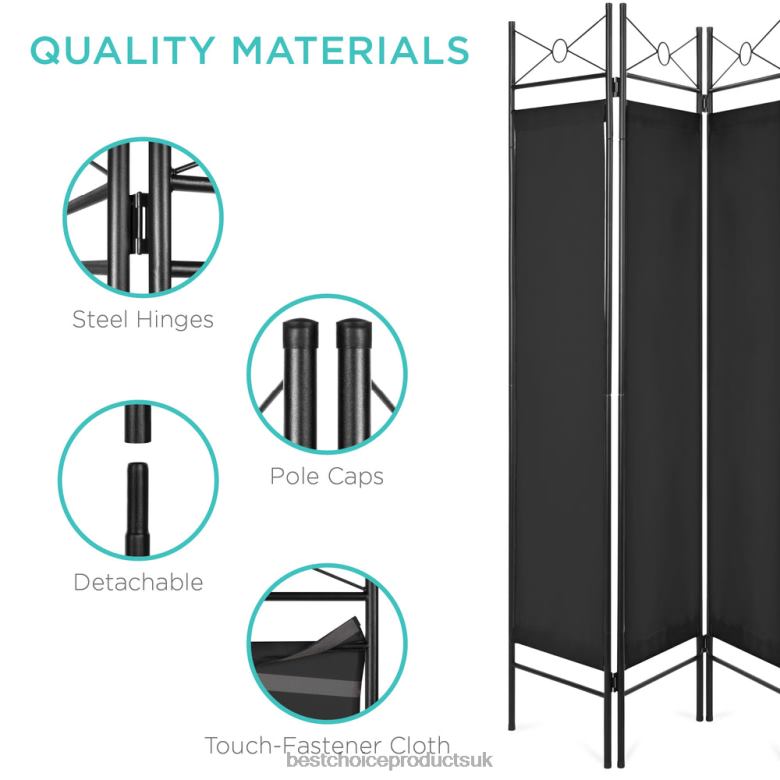 Accessory Best Choice Products4-Panel Folding Privacy Screen Room Divider Decoration Accent, 6ft N62R659 Black