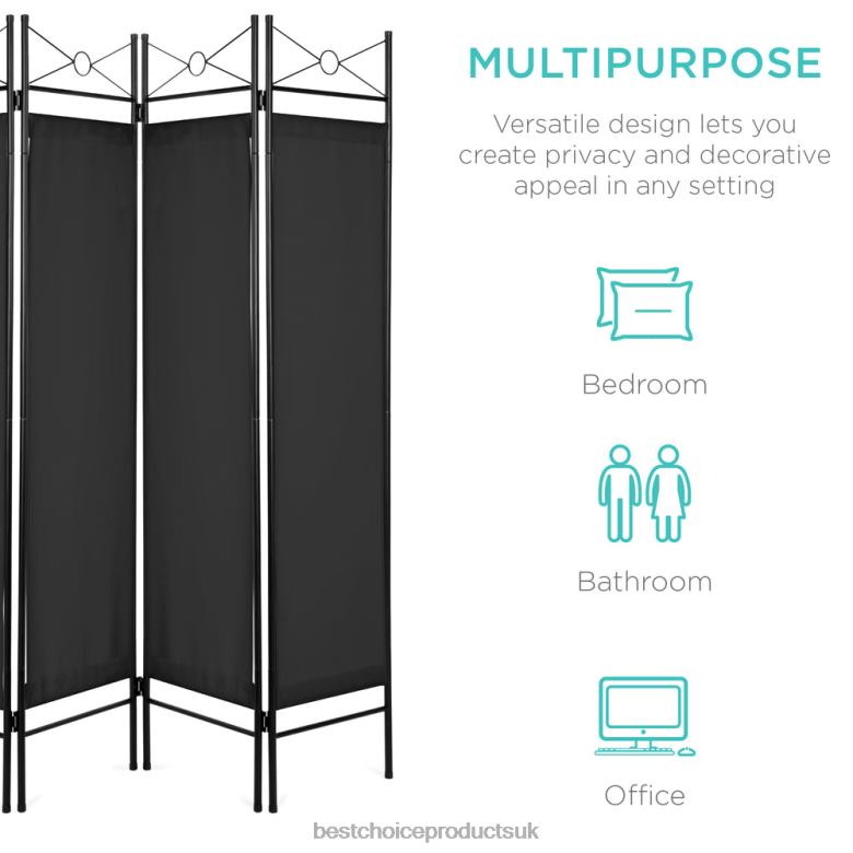 Accessory Best Choice Products4-Panel Folding Privacy Screen Room Divider Decoration Accent, 6ft N62R659 Black