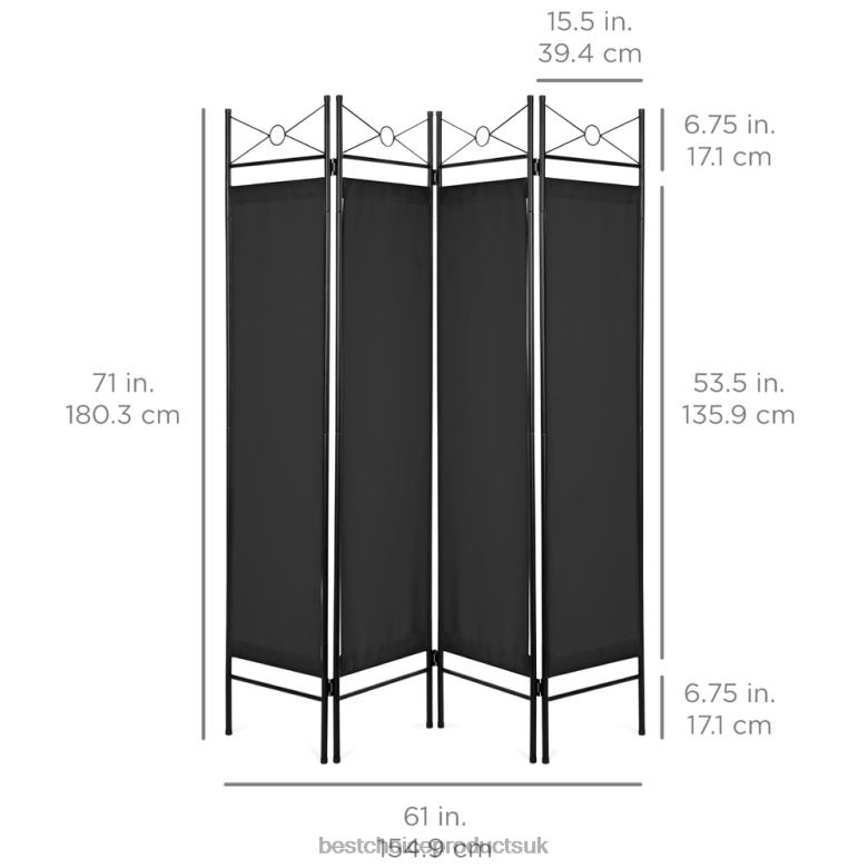 Accessory Best Choice Products4-Panel Folding Privacy Screen Room Divider Decoration Accent, 6ft N62R659 Black