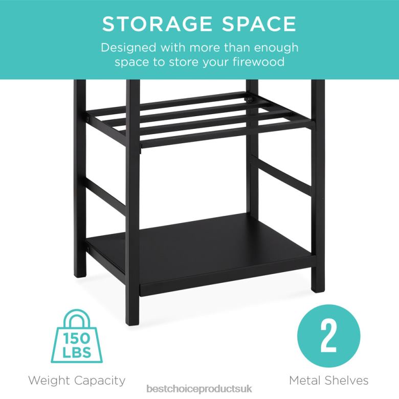 Accessory Best Choice Products5-Piece Firewood Log Rack Holder Tools Set w/ Hook, Broom, Shovel, Tongs N62R351 Black