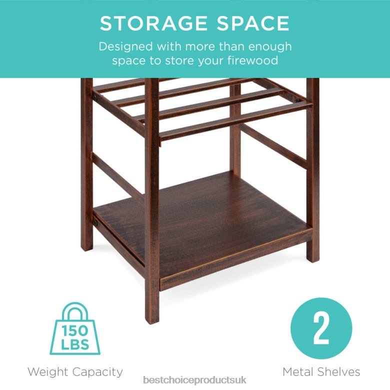 Accessory Best Choice Products5-Piece Firewood Log Rack Holder Tools Set w/ Hook, Broom, Shovel, Tongs N62R352 Copper