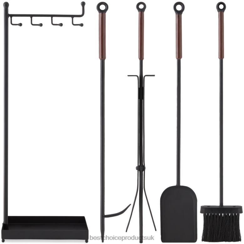 Accessory Best Choice Products5-Piece Modern Contemporary Indoor Outdoor Fireplace Antique Tool Set N62R668 Black