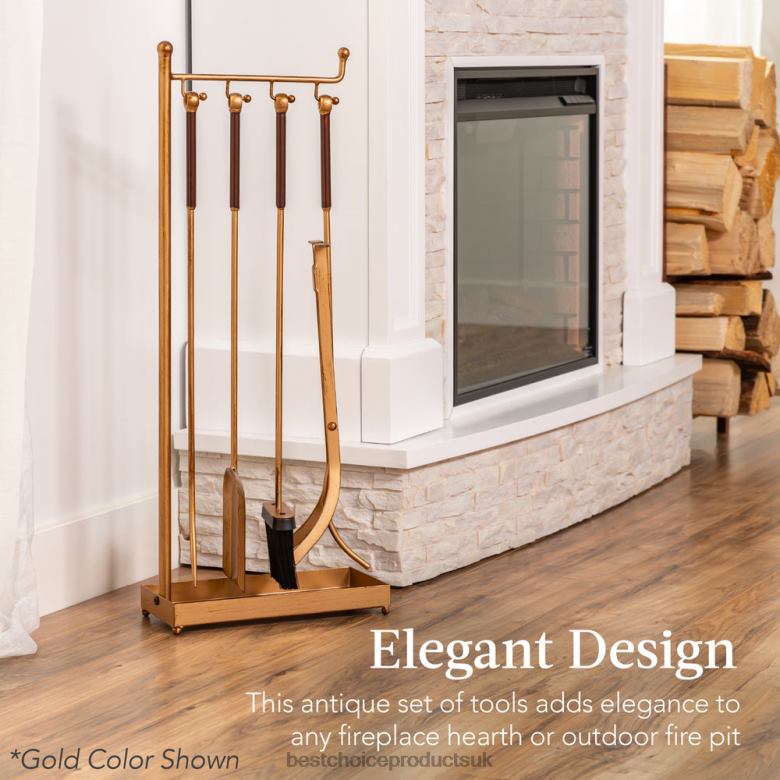 Accessory Best Choice Products5-Piece Modern Contemporary Indoor Outdoor Fireplace Antique Tool Set N62R668 Black