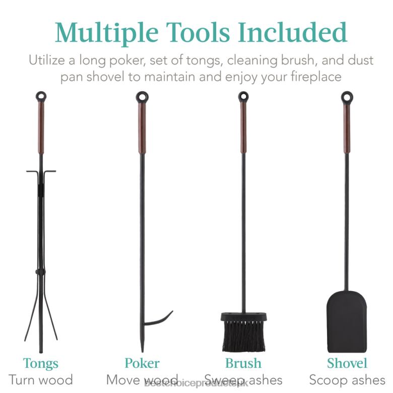 Accessory Best Choice Products5-Piece Modern Contemporary Indoor Outdoor Fireplace Antique Tool Set N62R668 Black