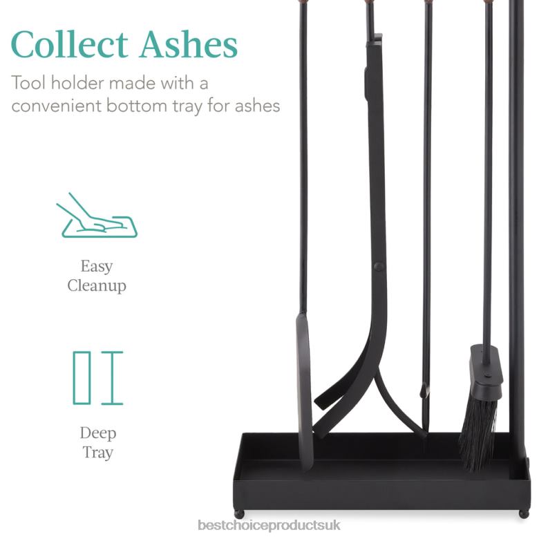 Accessory Best Choice Products5-Piece Modern Contemporary Indoor Outdoor Fireplace Antique Tool Set N62R668 Black