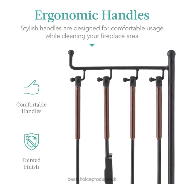 Accessory Best Choice Products5-Piece Modern Contemporary Indoor Outdoor Fireplace Antique Tool Set N62R668 Black