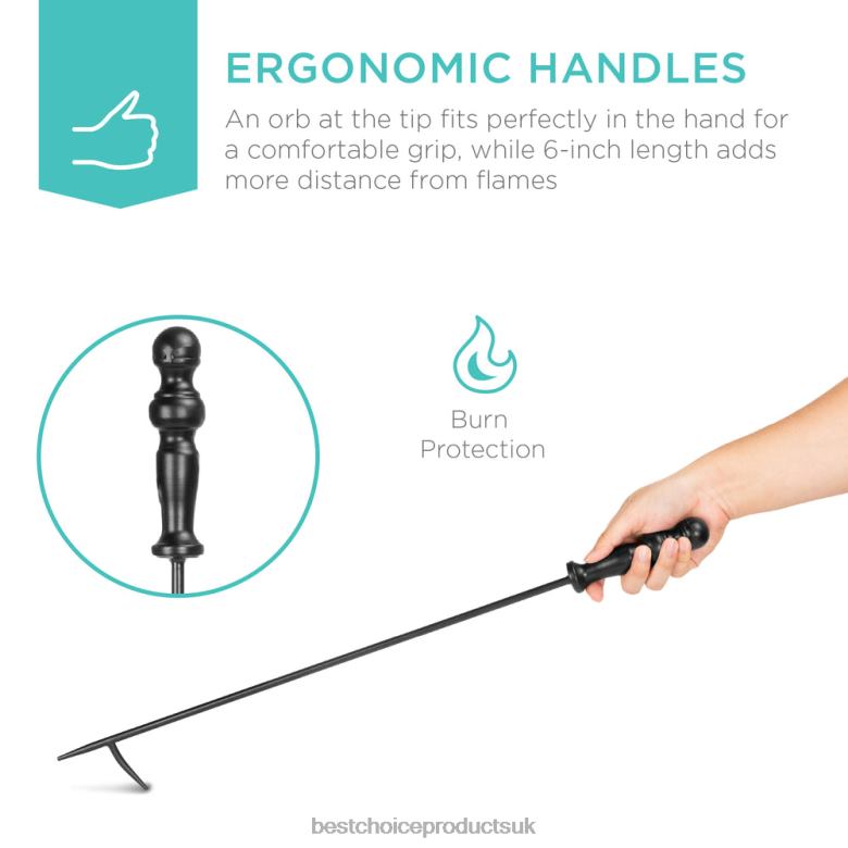 Accessory Best Choice Products5-Piece Rustic Iron Indoor Outdoor Fireplace and Firepit Tool Set w/ Stand N62R703 Black