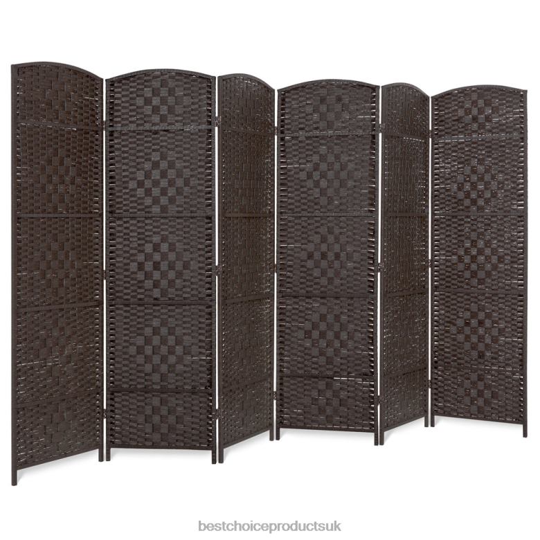 Accessory Best Choice Products6ft Tall Room Divider, 6-Panel Diamond Weave Folding Privacy Screen N62R1283 Dark Mocha