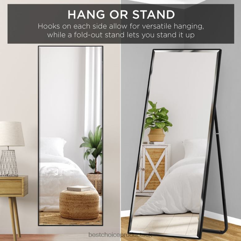 Accessory Best Choice ProductsLarge Full Length Mirror, Wall Hanging & Leaning Floor Mirror N62R650 Black
