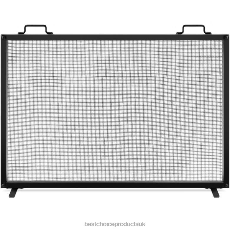 Accessory Best Choice ProductsSingle Panel Handcrafted Steel Mesh Fireplace Screen w/ Handles N62R346 Black