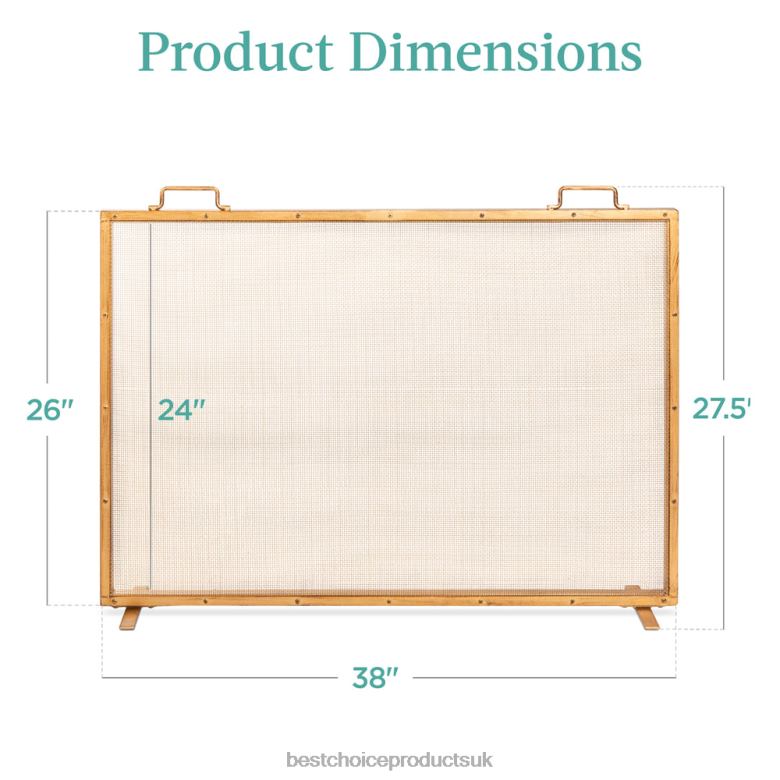 Accessory Best Choice ProductsSingle Panel Handcrafted Steel Mesh Fireplace Screen w/ Handles N62R347 Antique Gold