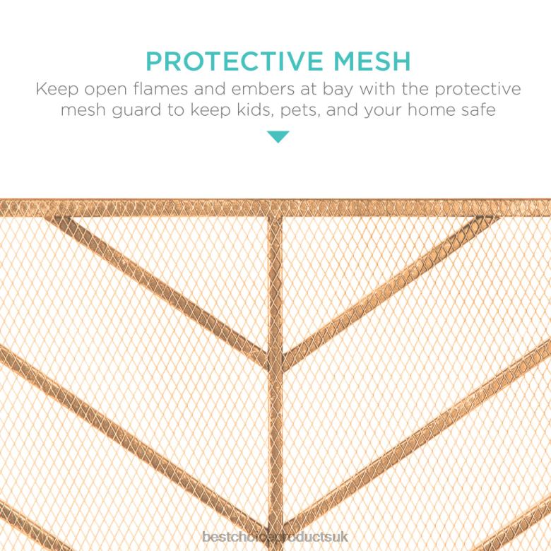 Accessory Best Choice ProductsSingle Panel Iron Chevron Fireplace Screen w/ Antique Finish N62R1230 Gold